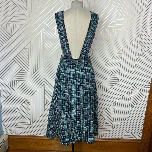 Zara Tweed Plaid Sleeveless Jumper Overall Dress in Green Size US Small - Picture 9 of 11